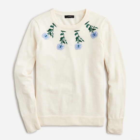 NWOT Jcrew womens Margot embroidered sweater size small - Picture 2 of 4